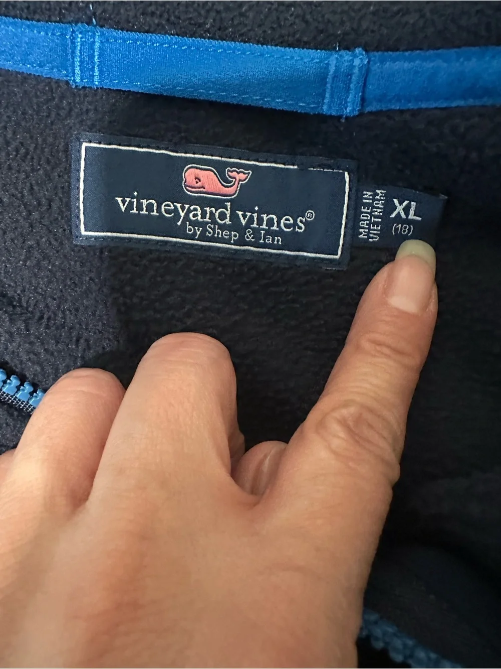 Vineyard Vines Navy Sleeveless Fleece Zip Vest